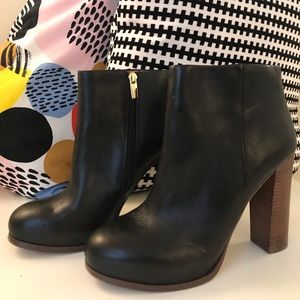 Vince Camuto Black Leather High Heel Booties